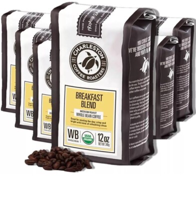Charleston Organic Coffee Beans  1 Case of 6 - 12 Oz Bags