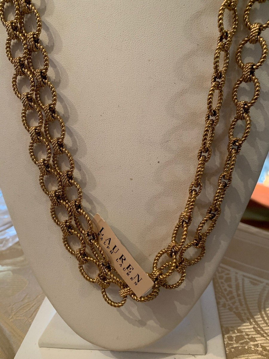 Ralph Lauren★クリスタル/ネックレス $88 Lauren Ralph lauren gold tone twisted link 60