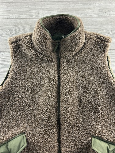 Sundance Catalog Kaia Women’s Sherpa Teddy Vest Brown Green - Picture 3 of 9