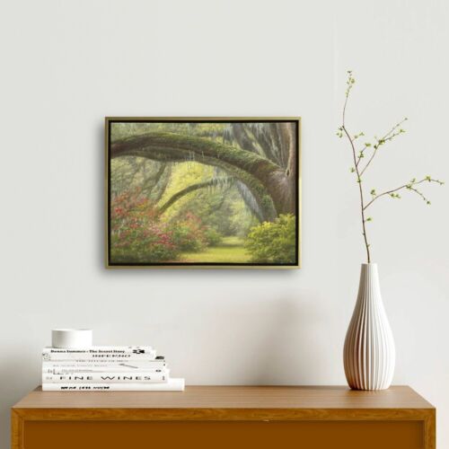 Hungryartist - Pintura al óleo original de un bosque de flores sobre lienzo 12x16 enmarcado - Imagen 3 de 6