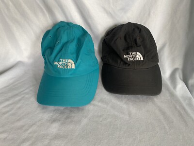 The North Face LOT OF 2 Nylon & Polyester Lightweight Hats Turquoise & Black 