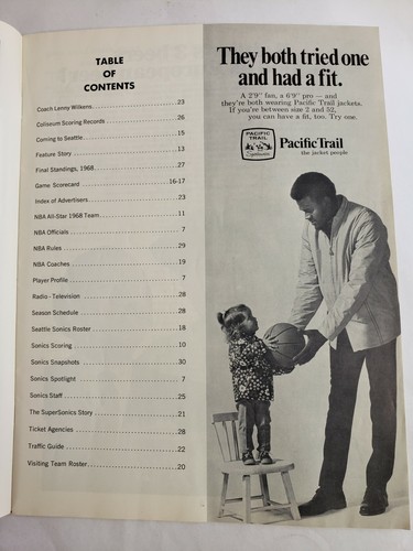 1969 - 1970 NBA GAME PROGRAM SEATTLE SUPERSONICS VS NEW YORK KNICKERBOCKERS OLD - Picture 3 of 12