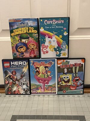 Lot of 5 Kids DVDs Pollyworld LEGO Umizoomi Spongebob Care Bears