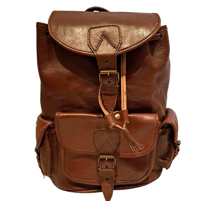 handgefertigter Rucksack echtes Ziegenleder für Damen und Herren, Mode Arbeit und Reise