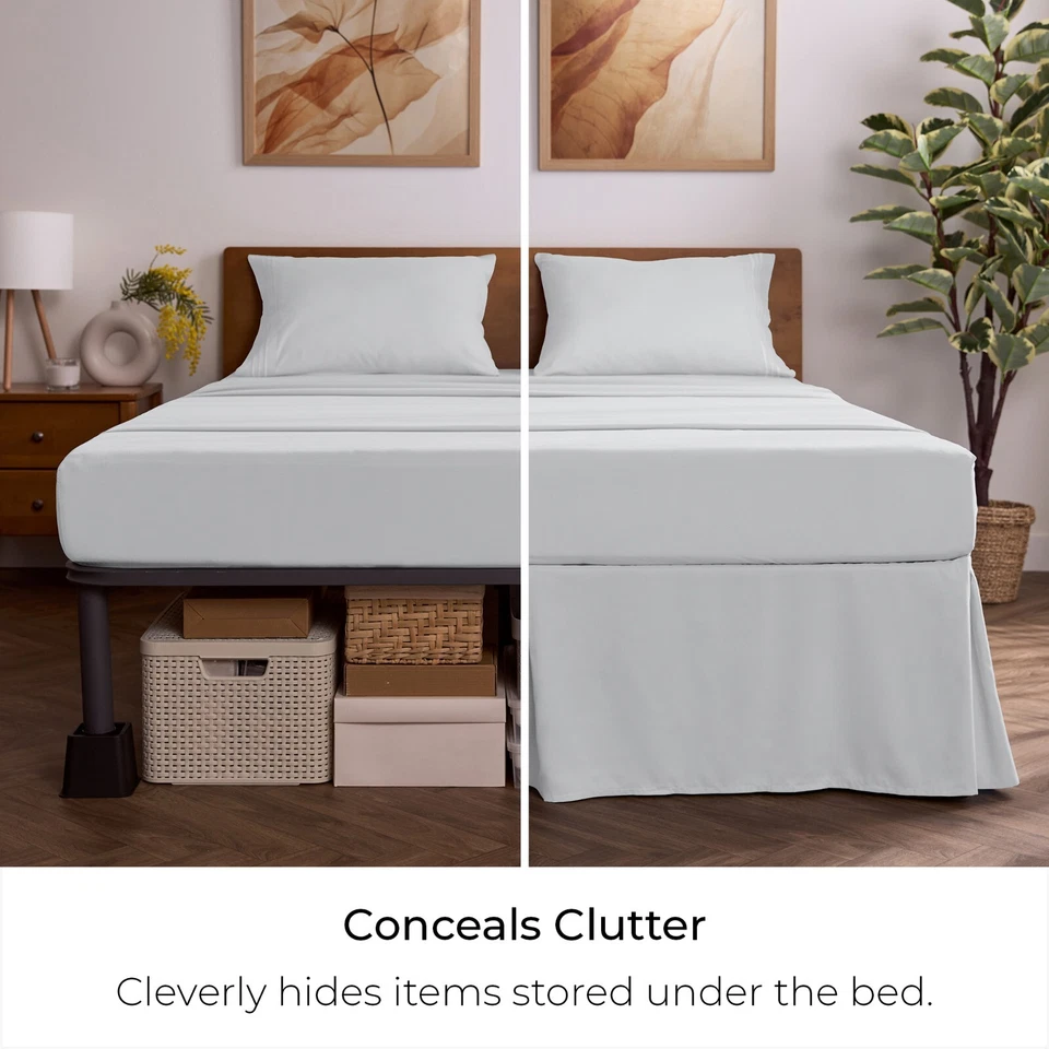 Falda de cama Mellanni de 15 pulgadas a medida plisada caída marco de cama y cubierta de somier Foto 3 de 4