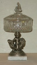 Indiana Glass Princess Compote Candy Dish Diamond Point Hollywood Regency A09