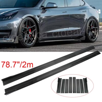 78.7'' Carbon Fiber Side Skirts Extension Splitters Lip For Tesla Model 3 S X Y