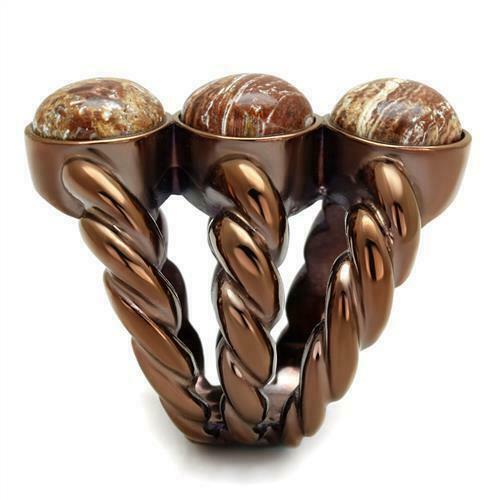 Anello Donna Ip Light Caffè Oligoclase Semiprezioso Multicolore 5-10 Tk3081 - Foto 4 di 5