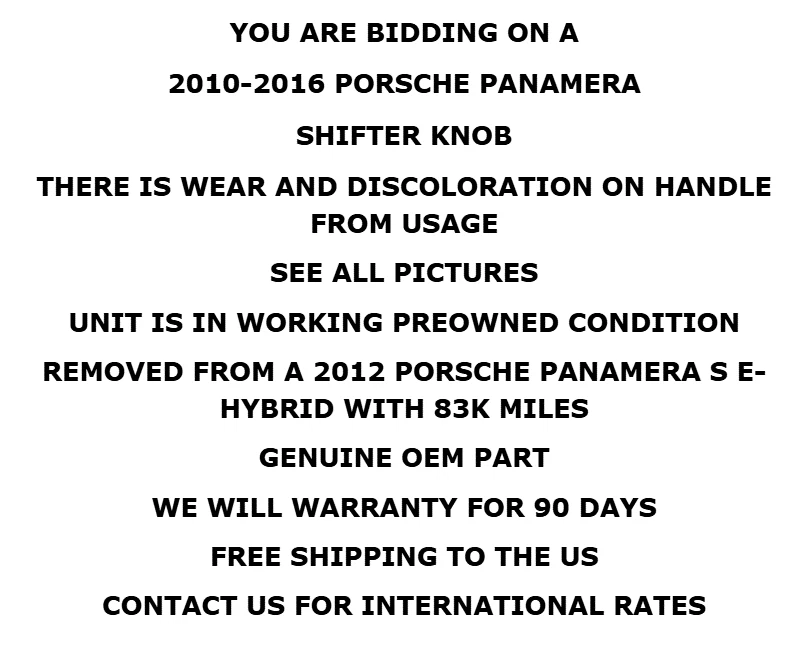 2010-2016 Porsche Panamera Transmission Gear Shifter Knob Handle OEM W/Warranty - Image 2 of 4