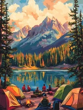 Paint by Numbers for Adults Beginner, Mountain Lake at Sunset Landscape Adult...