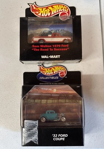 Vintage Hot Wheels Lot Real Riders ‘32 Ford Coupe & Sam Waltons Ford Truck