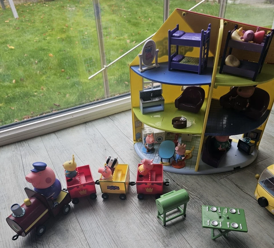 Peppa Pig House, School Playset, Train, Pumpkin Car & Figures – Large Bundle - Image 2 of 3