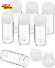 6 Pieces Mini Empty Loose Powder Bottle 15G Double Flap Clear Plastic Travel Jar