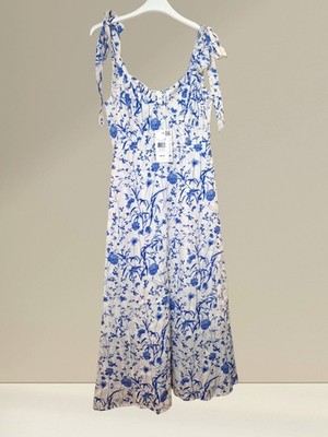 Yas Elin Sommerkleid mit Blumenmuster und Trägern - blau & weiß - Größe 8 - neu mit Etikett - UVP 80 £