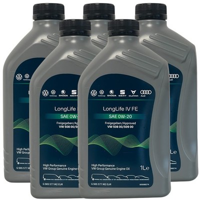 5x1 Liter Original VW Audi Seat Skoda 0W20 Motoröl 50800/50900 LL IV FE 0W-20 ÖL
