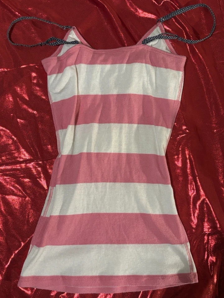 Camiseta sin mangas Abercrombie & Fitch acanalada a rayas talla S correa de espagueti Y2K de colección Foto 4 de 4