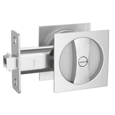 Brushed Nickel Pocket Door Hardware, Square Pocket Door Lock, Alloy Pocket Do...