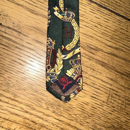 Vtg 90’s Tommy Hilfiger Men’s Italian Silk 3.5” Green Neck Tie Crest USA Preppy - Picture 4 of 6