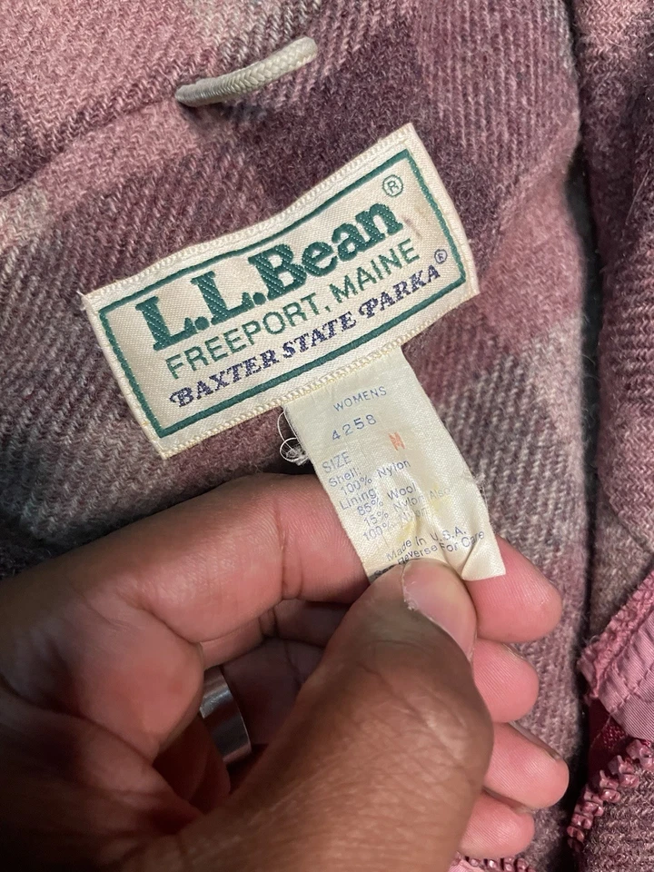 Chaqueta Parka Baxter State Años 80 LL BEAN Hecha en EE. UU. Mujer Lana Rosa Talla M Rara Foto 3 de 4