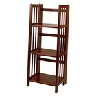 Narrow 3-Shelf Folding Bookcase, 14" Wide Walnut