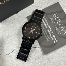 Bulova Futuro Modern 98D144 Black Dial Diamond Calendar Men's Quartz Watch 42mm