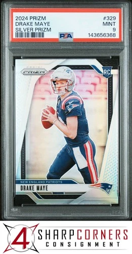 2024 PANINI PRIZM SILVER #329 DRAKE MAYE RC PATRIOTS PSA 9