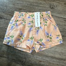 Janie and Jack Almost Apricot Floral Pull On Shorts Girls Size 6-12 Months Pink