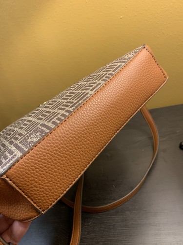 Anne Klein Tan & Brown 2 Toned Gold Hardware 3 Compartment Crossbody Purse Bag - Picture 8 of 17