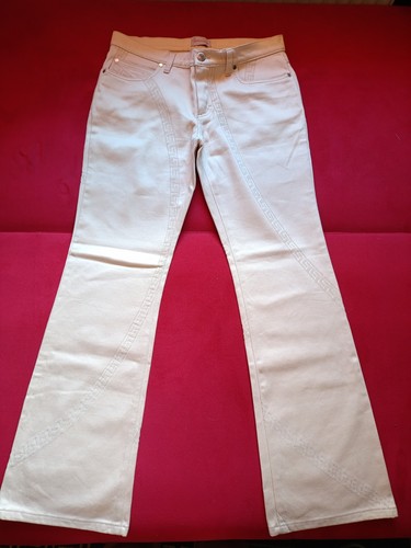 Vintage Versace Classic women's stretchy beige flared jeans.