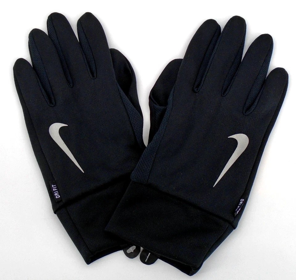 Guantes de correr Nike DRI-FIT para hombre grandes negros/plateados Foto 2 de 4
