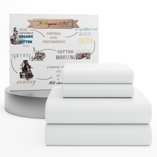 100 Organic Cotton Twin Sheet 3 Pcs Set, Cotton Sheets with 16  Deep Pocket,...