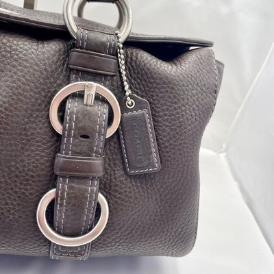 COACH 10134 Chelsea Satchel Handbag Brown Leather Turn lock From