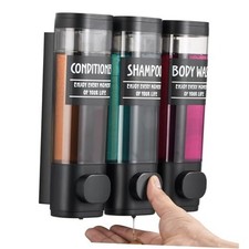 Shampoo and Conditioner Dispenser, Shower Dispenser 3 Chamber Black 3 Chamber