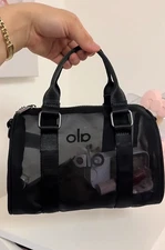 NWT Alo Yoga Mini Sheer Duffle Bag – Black Mesh Tote Lightweight Gym Travel