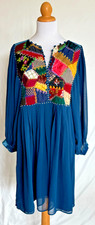 Renee Derhy Boho Vintage Folk-Style Patchwork Tunic Dress, womens Large