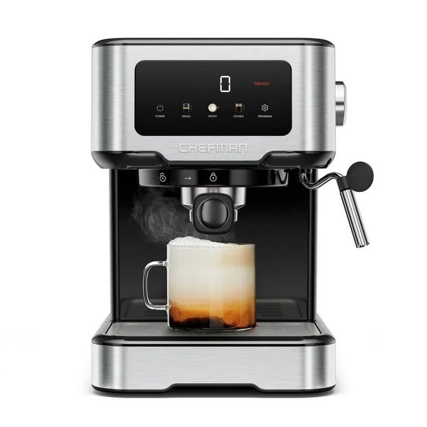 Chefman RJ54-SS-15-D CraftBrew Espresso Machine w/ Steam Wand and Touch Controls