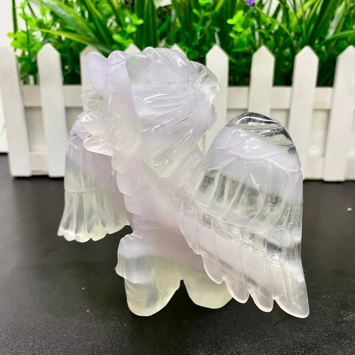 Calavera de cristal de cuarzo dragón volador tallado fluorita natural de 1,2 lb Reiki regalo decoración - Imagen 9 de 16