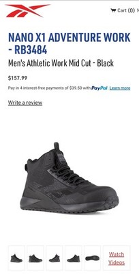 Men's Reebok Nano X1 Adventure Work Mid Composite Toe Boots Size 12