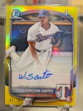 2025 Bowman Chrome Prospect Autographs Yellow Refractors Auto Winston Santos /75