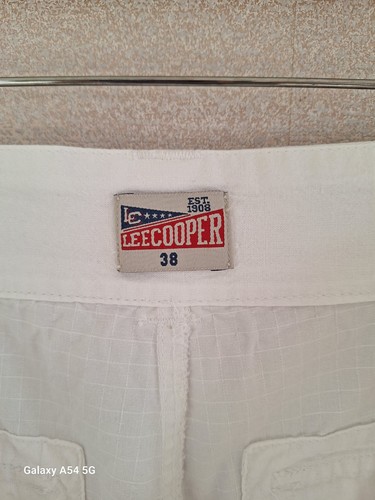 Lee Cooper Uomo Bianco Estate Vacanze Combat Cargo Y2K 01-04 Pantaloncini Vita 38 - Foto 2 di 12