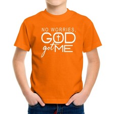 Christian Quote Kids Youth shirt No Worries God Got Me Bible Faith Gift Church