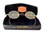 ANTIQUE Gold Tone TAWA Co Franklin Looking Framed Lenses Eyeglasses w/ Case NOS — photo 3