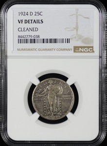 1924-D Standing Liberty Quarter NGC VF Details Cleaned