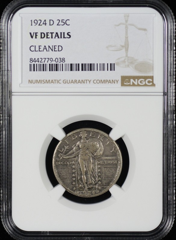1924-D Standing Liberty Quarter NGC VF Details Cleaned