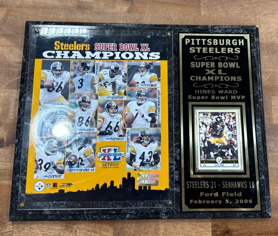 Placa de Jugador Más Valioso Steelers Super Bowl XL Champions & Hines Ward - Muro de la Fama 15x12 Foto 2 de 4