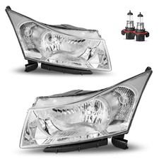 Headlights Assembly W/Bulbs OE Replacement Chrome  With High  Low Beam Bulbs
