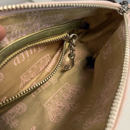 Juicy Couture Y2K Barrel Velour Brown Pink Embroidered Purse Chain Rabbit Foot - Picture 11 of 16