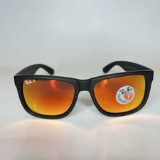 Ray Ban Justin Color Mix Matte Black/Red Mirror 54 mm Sunglasses RB4165 622/6Q