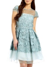 Ariella London Reagan Sage Prom Dress, Lace Floral Light Green. Size UK12.