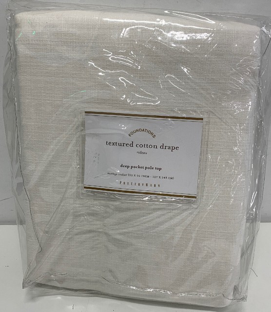 1 Pottery Barn Textured Cotton Deep Pocket Drape Ivory 50x84 Pole